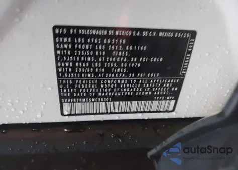 2025 Volkswagen Tiguan 2.0T Se из США, поврежденный, VIN 3VVFR7RM5SM025301